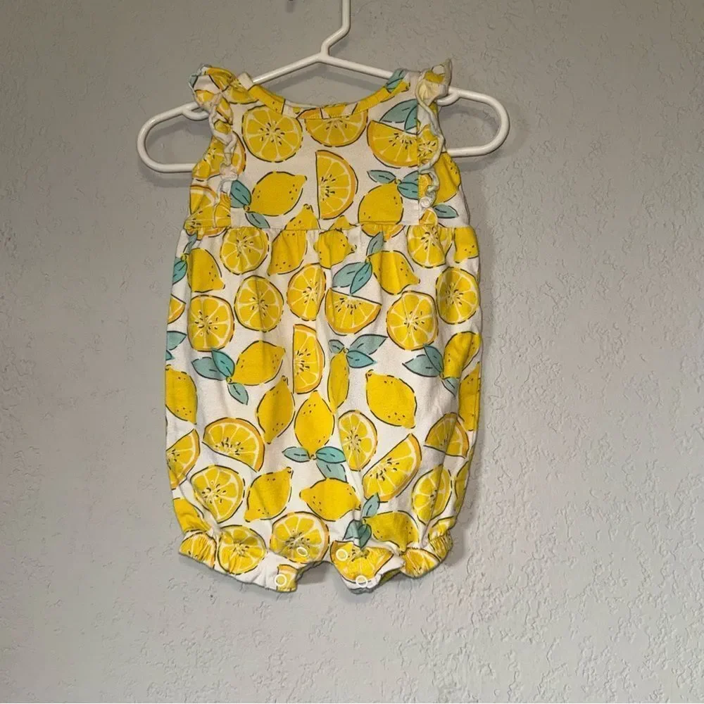 Kid's Carter's Yellow Lemon Print One Piece Bodysuit